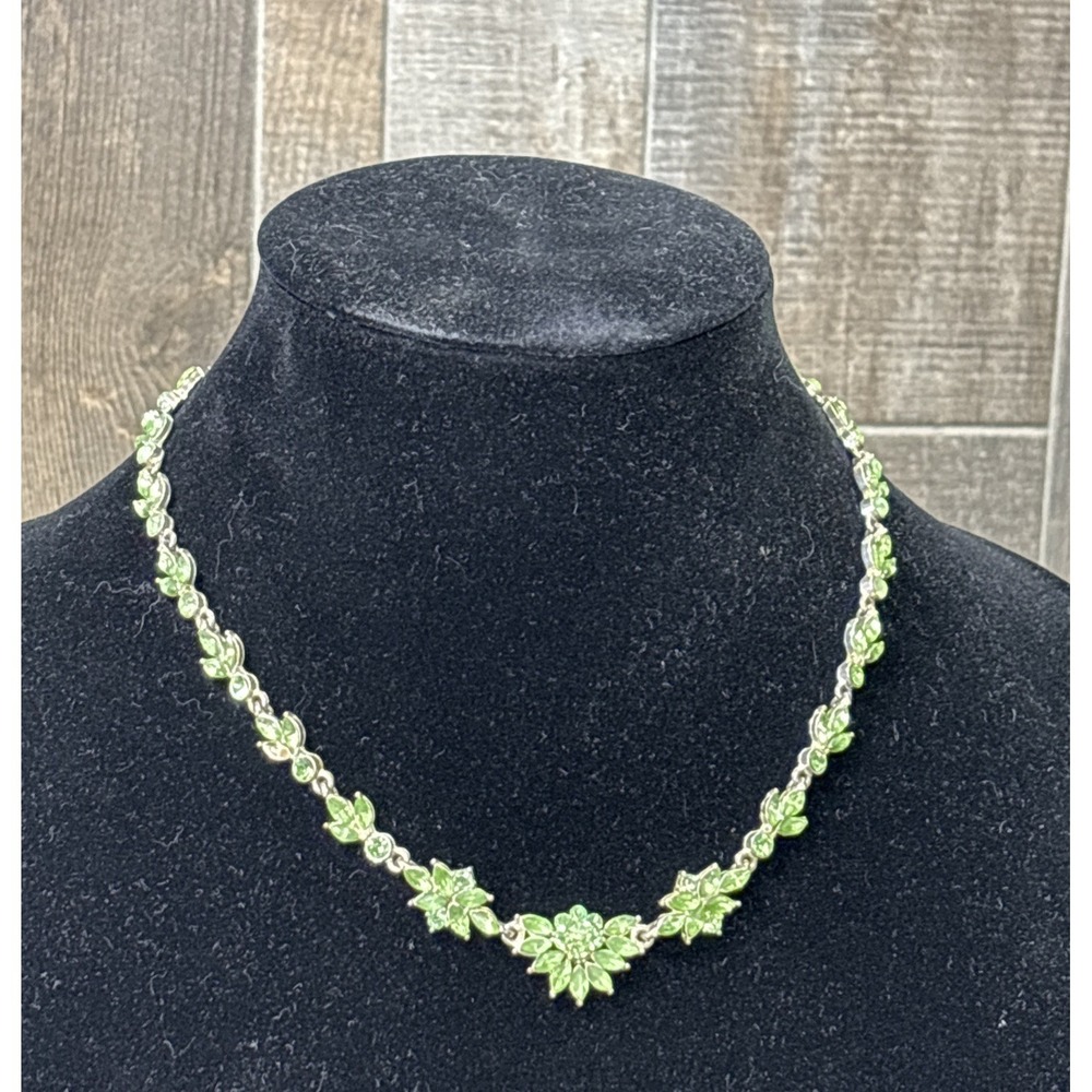 Vintage Christina's Collection Peridot Choker 17" Silver Tone Signed